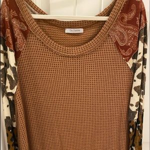 Large waffle knit top